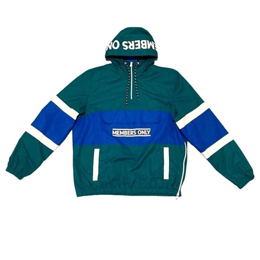 Members Only Vintage Colorblock Windbreaker Jacket Teal Blue XL
